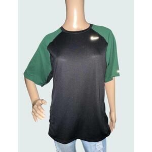 Nike Dri-Fit Black & Green Short Sleeve Running Shirt Size L